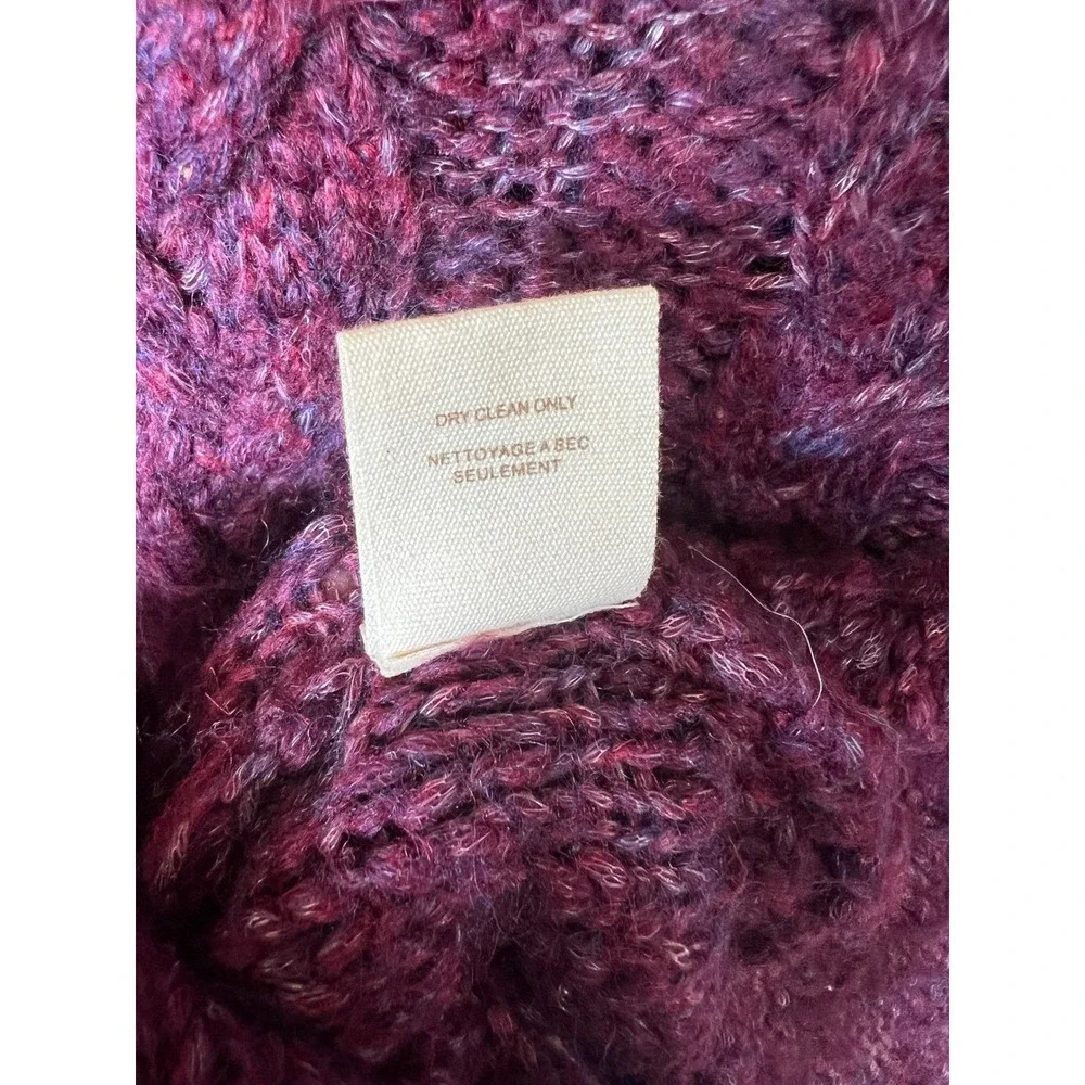 Free People Purple Cable Knit Wool Blend Boho Fairy Bell Sleeve Tunic Sweater XS